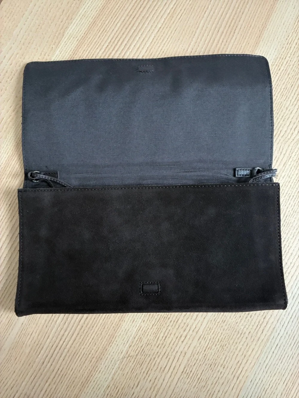 Brown Suede & Leather Clutch  Shoulder Bag